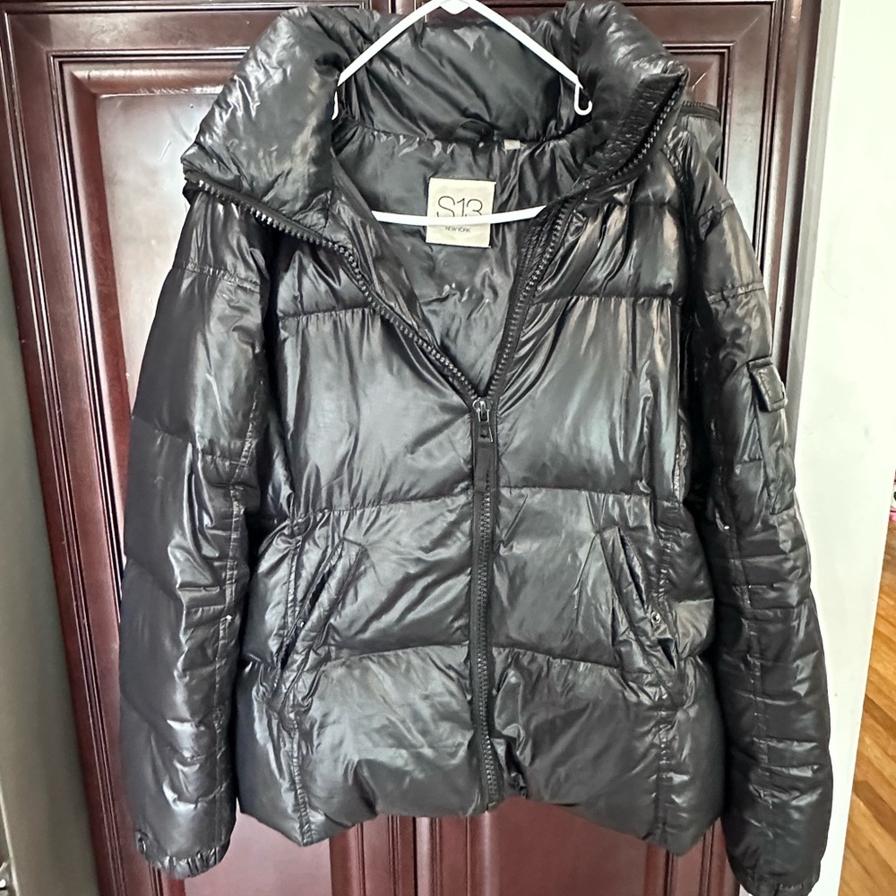 S13 Glossy Black Puffer Jacket XL mint condition